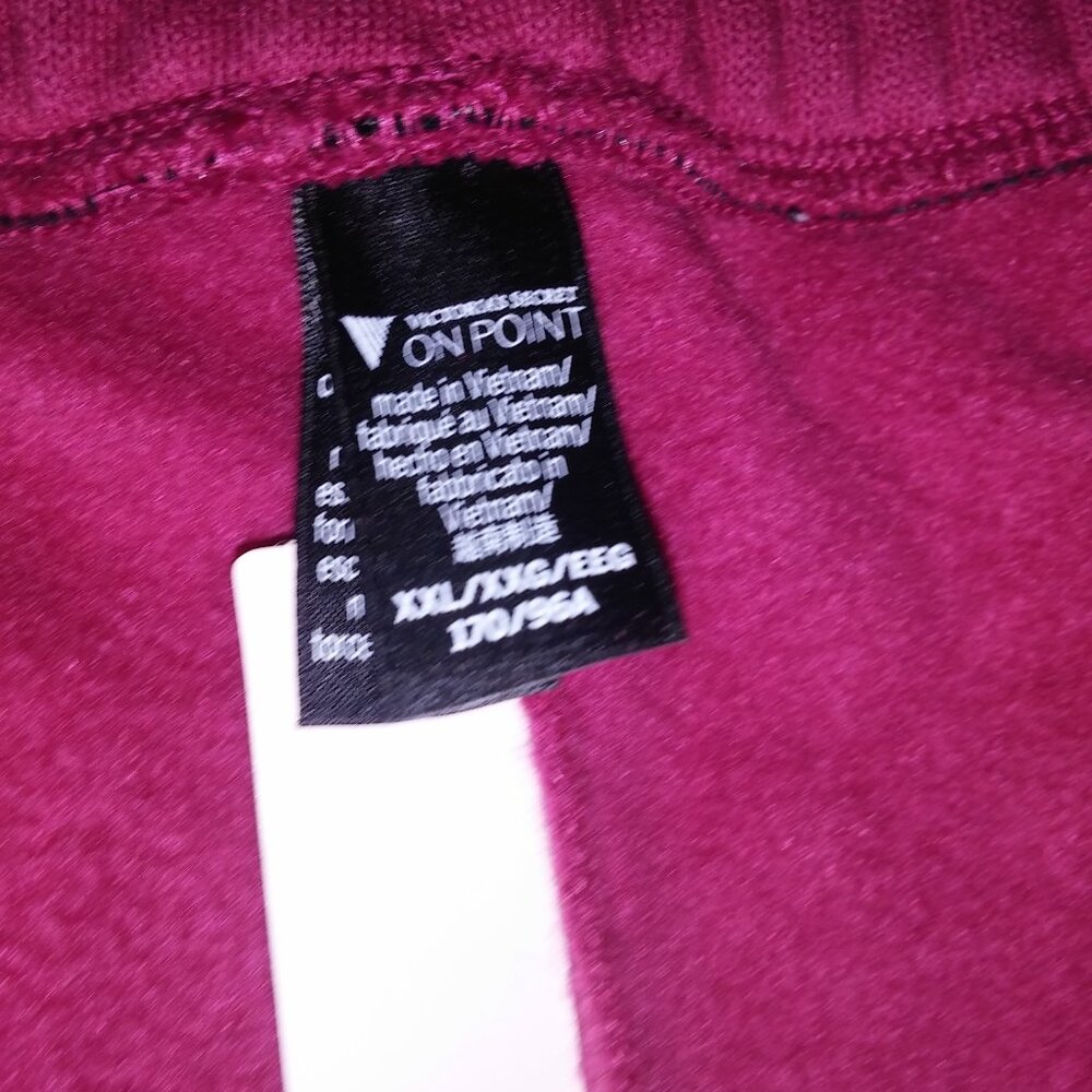 Victoria Secret Jogger Set Crop Top Sweater & Pants XXL 2X Berry Rhinestone Blin - Picture 11 of 12